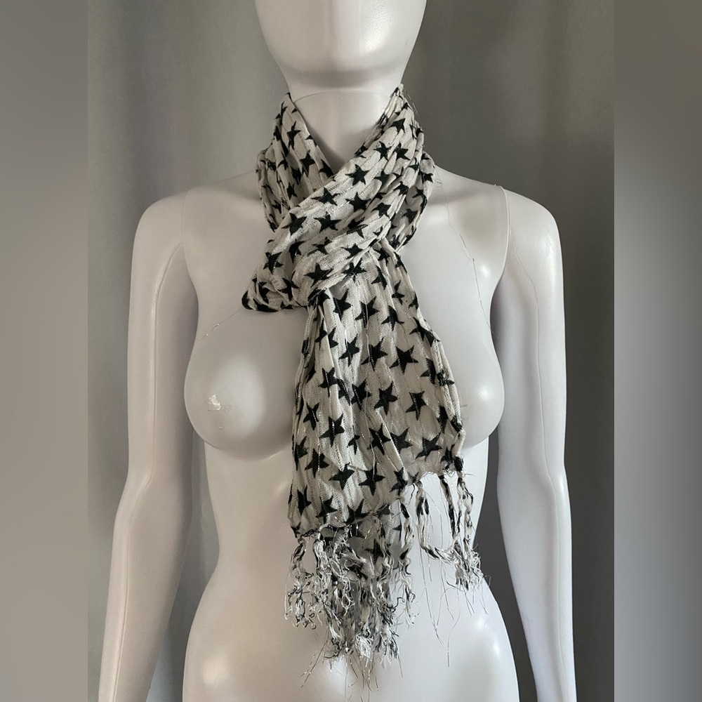 White & Black Stars Scarf Wrap